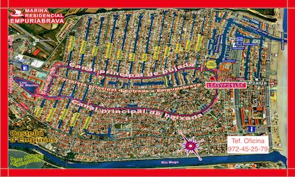 Plano del circuito obligatorio por los canales de Empuriabrava